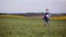 Drunk Farmer Walking at Wheat Field