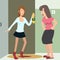 Drunk girl returns home vector cartoon