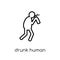 drunk human icon. Trendy modern flat linear vector drunk human i