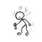 Drunk man. Alcoholic holding bottle of alcohol. Social issue. Hand drawn. Stickman cartoon. Doodle sketch, Vector graphic