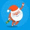 Drunk miserable tired Santa Claus vector character