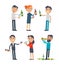 Drunk People with Alcohol Flat Vectors Set