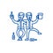 Drunk people,drunk party,two men drinking line icon concept. Drunk people,drunk party,two men drinking flat vector