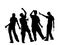 Drunk persons with alcohol bottles vector silhouette. Crew on party people music dancing. Friends celebrating birthday. Teenagers