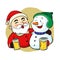 Drunk Santa Claus and snowman