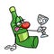 Drunk wine bottle glass alcohol illustration parody