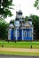 Druskininkai city blue orthodox church in Lithuania