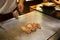 Dry Aging steak with Koji Rice - Grilled beef on teppanyaki grill plate, Prepared for Teppanyaki style.