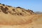 Dry arid hot landscapes on a climbing trekking up to the Mount Teide