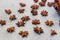 Dry brown Anise stars seeds, aromatic Asian spices ingredient in cooking.