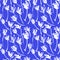 Dry Brush Flower Seamless Blue Pattern