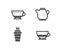 Dry cappuccino, Milk jug and Takeaway icons. Bombon coffee sign. Beverage mug, Fresh drink, Takeout coffee.