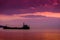 Dry Cargo Vessel On On The Sunset