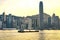 Dry cargo vessel at Victoria Harbor of Hong Kong