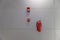 Dry chemical powder fire extinguisher in corridor. Install a fire extinguisher on the wall in building. A red fire-extinguisher ha