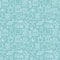Dry cleaning, laundry blue seamless pattern with line icons. Laundromat service equipment, washing machine, clothing