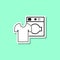 Dry cleaning of white linen sticker style icon. Simple thin line, outline, glyph, flat vector of wash icons for ui and ux, website