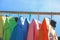 Dry cloths and T-Shirt hang on the clothesline
