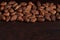 Dry cocoa seeds background