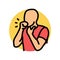 dry cough disease symptom color icon vector illustration