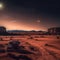 A dry desert on a dimly lit planet