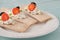 Dry diet crisp breads with cheese, cherry tomatoes and olives