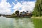 Dry dock with a slipway for launching ships in the channel by the river.