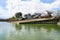 Dry dock with a slipway for launching ships in the channel by the river.