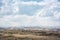 Dry egyptian desert under clouds. Martian landscape