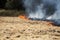 Dry forest and steppe fires completely destroy fields and steppes during severe drought. Disaster causes regular damage to the