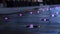 Dry fountain on a summer night, water splashes and blurred background