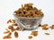 Dry fruits in the Glass Bowl, dry grapes with white background