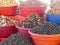 Dry fruits and sweets  exposed in a market of Uzbekistan.