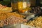 Dry fruits, Walnut and nuts, on an oriental bazaar in the market