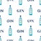 Dry gin bottles seamless pattern. Alcohol drink flat style design