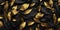 Dry Gold Black leaves Surface textured background, realism, realistic, hyper realistic. Generative AI weber.