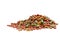 Dry instant dog food bulk on white background