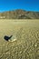 Dry lake feature with sailing stones