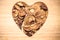 Dry mushrooms heart shaped