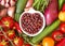 Dry organic azuki beans and vegetables