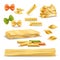 Dry Pasta Assortment Realistic Icons Set