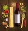 Dry Pasta Wine Realistic Composition Poster