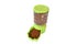 Dry pet food in green automatic pet feeder for dog and cat on white background