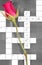 Dry pink red rose on a crossword paper