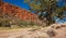 Dry riverbed running alongside Glen Helen Gorge