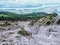 Dry riverbed of seasonal alpine torrential stream above the Rhine river valley Rheintal - Schaan, Liechtenstein