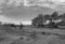 The dry riverbed of the swakop river in the morning in black and white Namibia