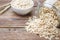 Dry rolled oat flakes oatmeal