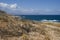 Dry and rough landscape on coast of crete island