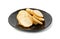 Dry Round Crackers Isolated, Sliced French Baguette Bread, Crunchy Croutons, Bruschetta Crackers, Round Rusks